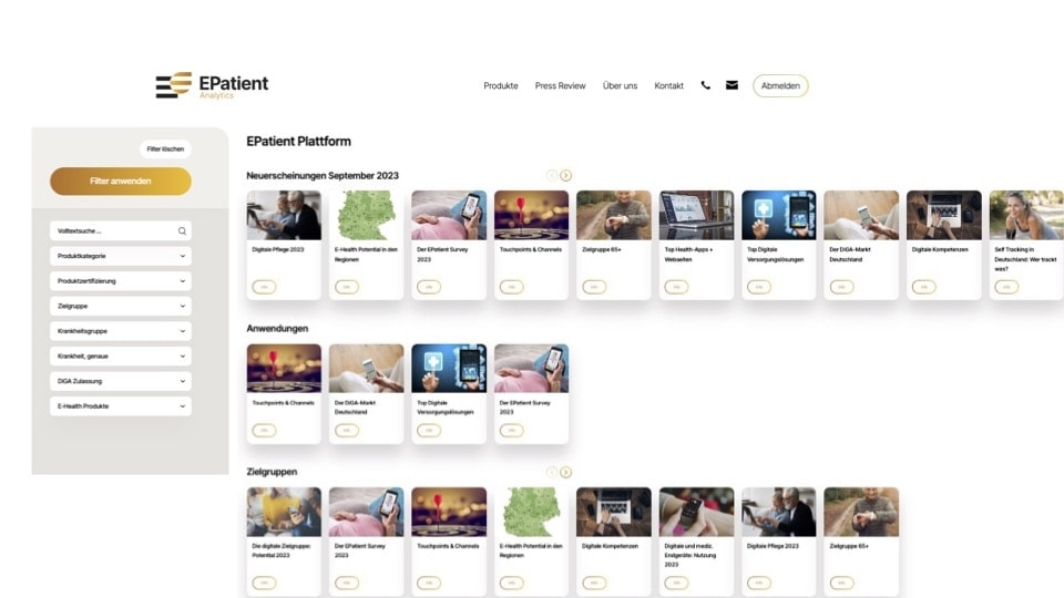 Produktseite Plattform Epatient Analytics